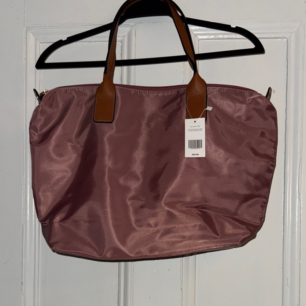 Mia & Tess - Nylon Tote and Cross Body Bag in Dusty Rose